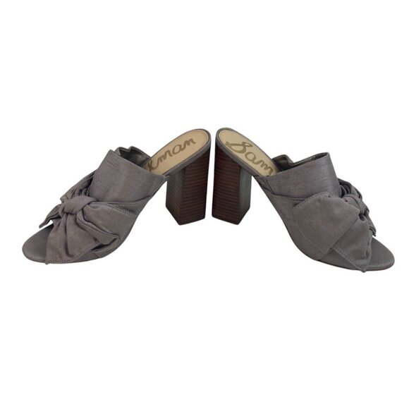 *Sam Edelman Yumi Bow Mule Heels Womens Sz 8 Gray Silver Girly Romantic Wedding - Picture 7 of 14